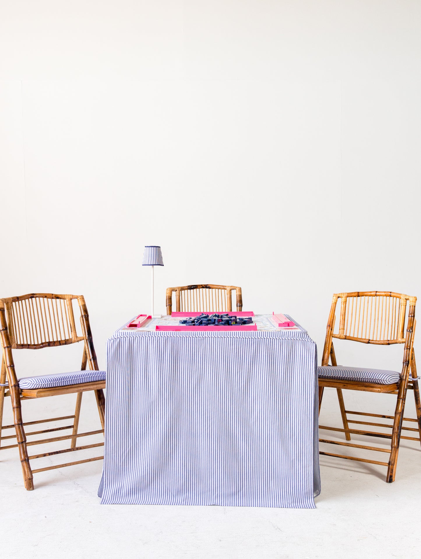 Rechargeable Table Lamp Shade: Ticking Stripe in Navy