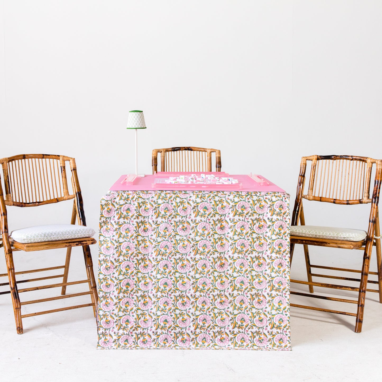 Full Length Fitted Card Tablecloth: Petal Whorl in Pink