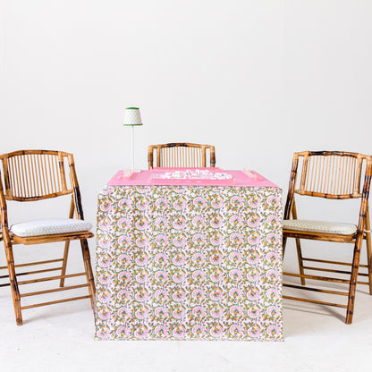 Full Length Fitted Card Tablecloth: Petal Whorl in Pink
