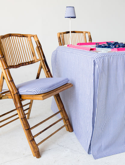 Full Length Fitted Card Tablecloth: Ticking Stripe in Navy