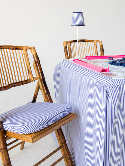 Full Length Fitted Card Tablecloth: Ticking Stripe in Navy