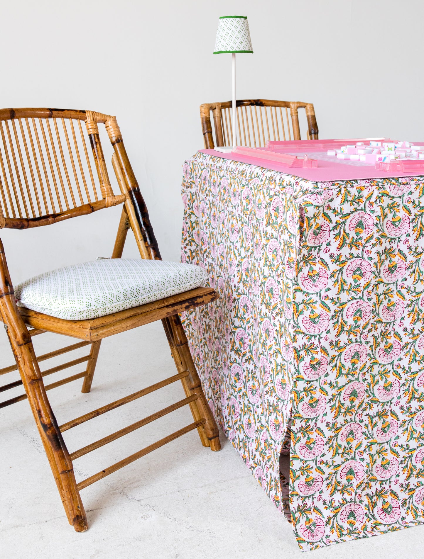 Full Length Fitted Card Tablecloth: Petal Whorl in Pink