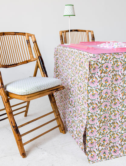 Full Length Fitted Card Tablecloth: Petal Whorl in Pink