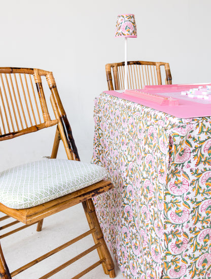 Full Length Fitted Card Tablecloth: Petal Whorl in Pink