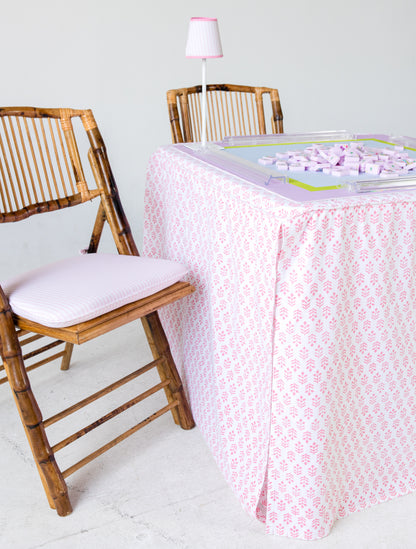 Full Length Fitted Card Tablecloth: Sprig in Pink