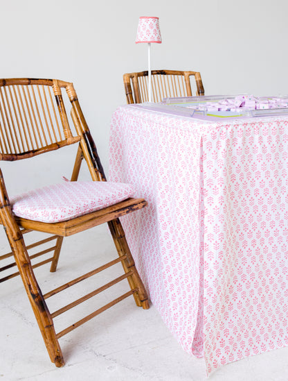 Full Length Fitted Card Tablecloth: Sprig in Pink