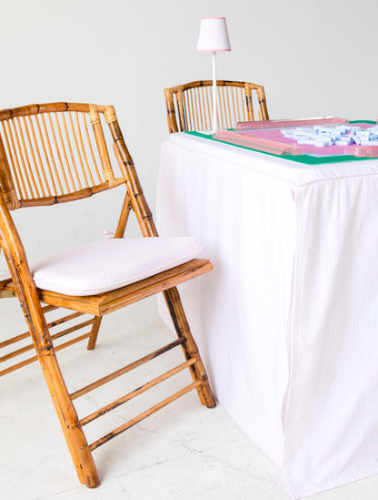 Full Length Fitted Card Tablecloth: Ticking Stripe in Light Pink