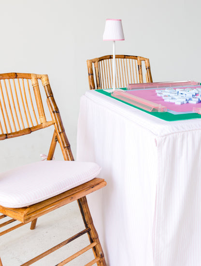 Full Length Fitted Card Tablecloth: Ticking Stripe in Light Pink