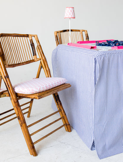 Full Length Fitted Card Tablecloth: Ticking Stripe in Navy