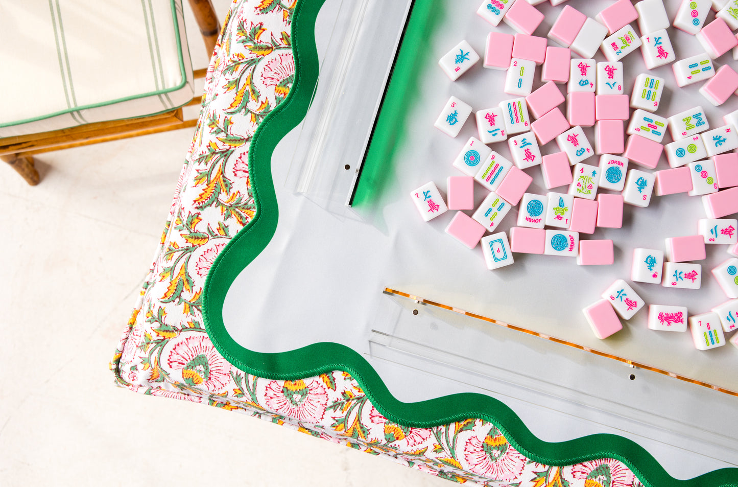 Full Length Fitted Card Tablecloth: Petal Whorl in Pink
