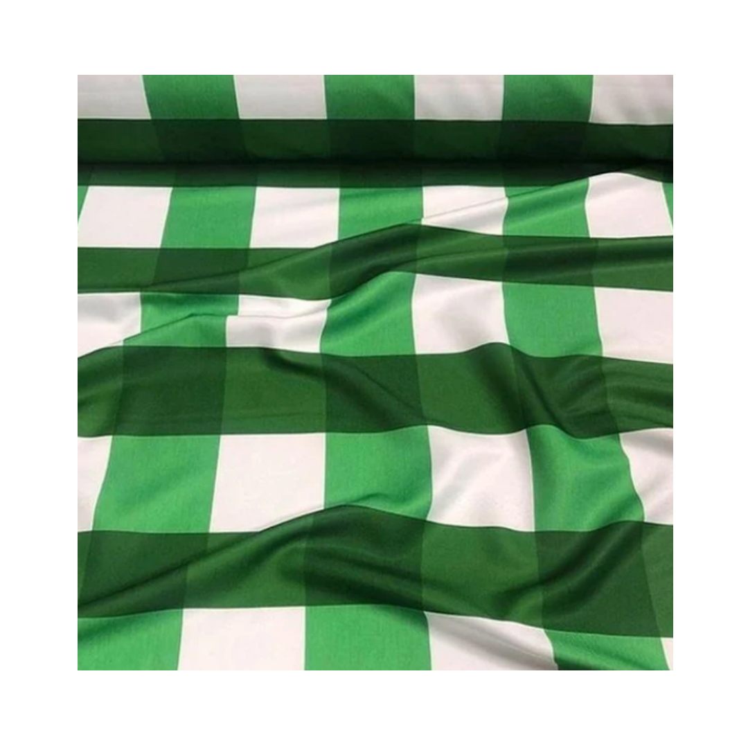 Bright Green Checker Gingham Rectangular Tablecloth