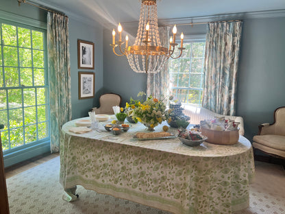 Julia Amory Green Printed Rectangular Tablecloth